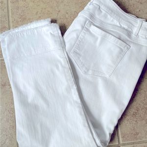 J Jill white frayed crop jeans